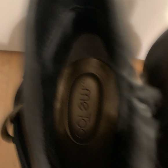 Me Too Women's Breanna Ankle Boots Black Wedge Heel Side Zip Buckle Leather 8 - Picture 6 of 8